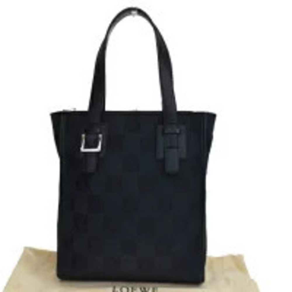 Loewe Amazona Handbag Black Canvas Leather